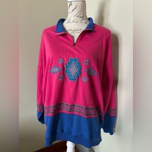 Pink and Blue Geometric Sweater